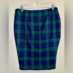 Green and Navy Pencil skirt. Was made for a film set. No size so see photos.